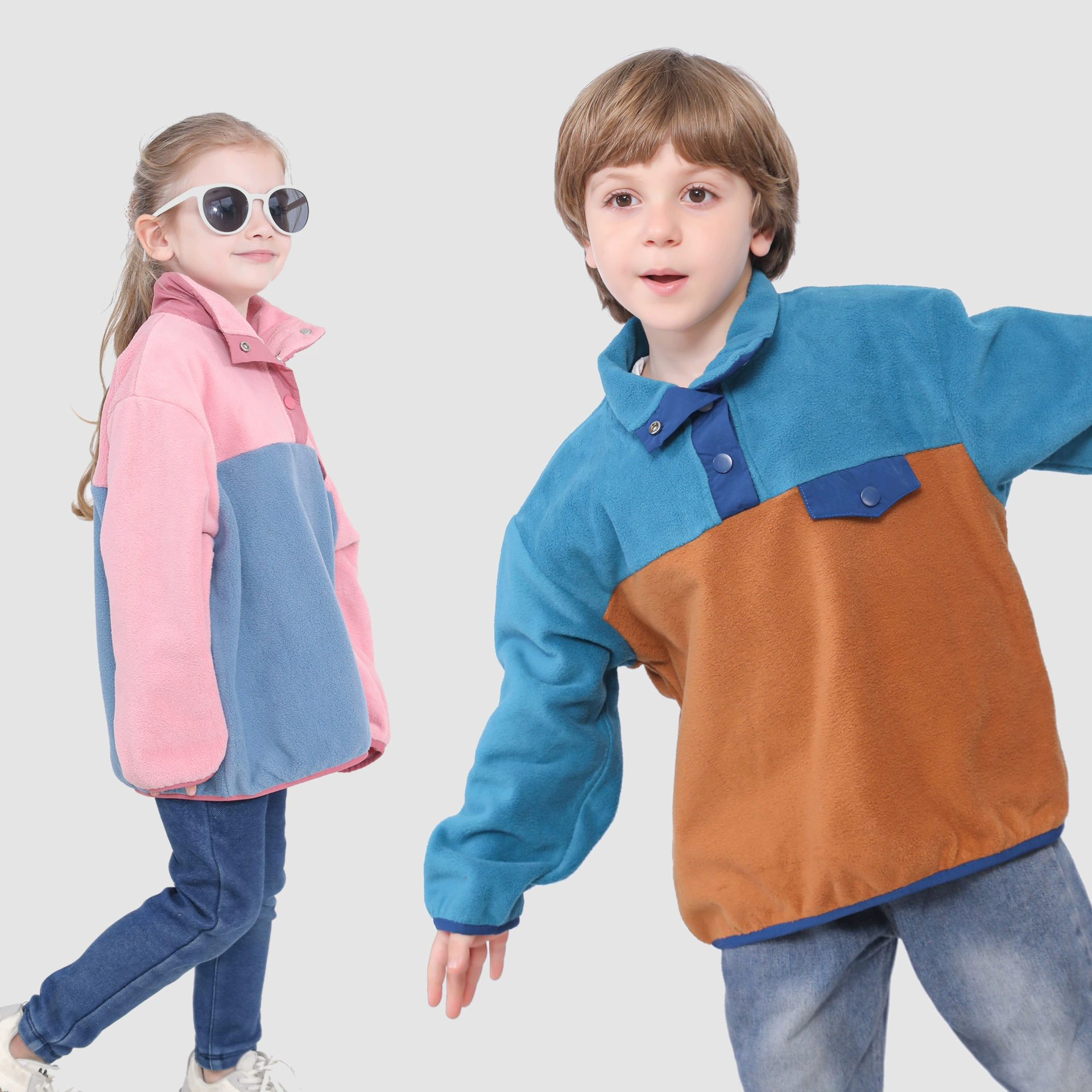 Kunkka Kunkaka детская одежда 25 весенне-осенний новый детский пуловер в тон, свободный флисовый свитшот, повседневный модный