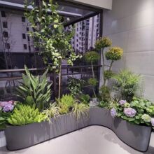 室外花盆坐凳组合成品异形店铺门口户外不锈钢花箱铁艺花槽