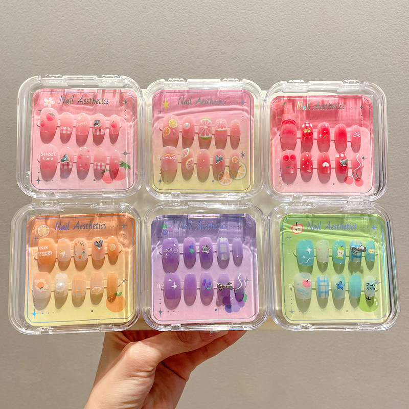 Children's Fruit-Themed Short Nail Stickers 2026 New High-End Style Popular Nail Art for Little Girls That Enhance Complexion