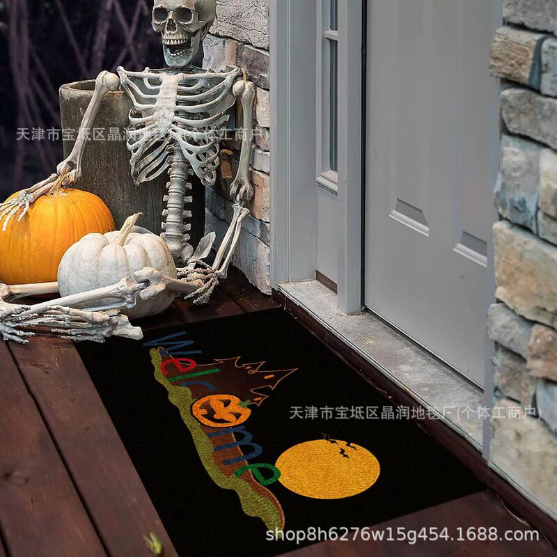 Amazon Temu ハロウィン フロアマット ホームエントランス 汚れ防止と耐摩耗性の玄関ドアマット 浴室用吸水性滑り止めフットマット|undefined