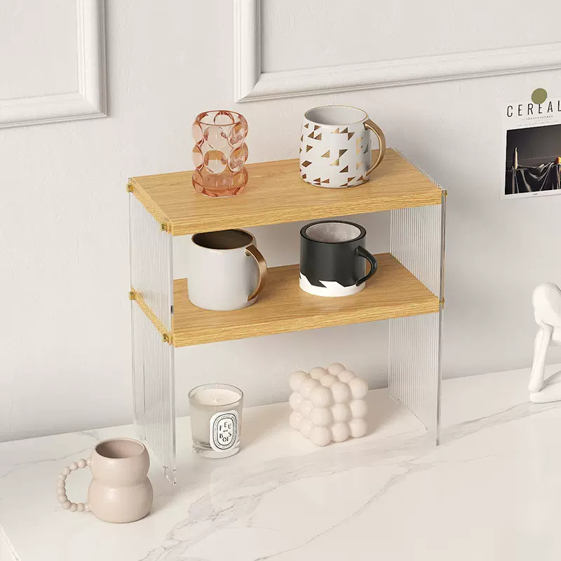 新款亚克力杯架办公桌面多用途便携式杯子纸巾收纳架多层易清理