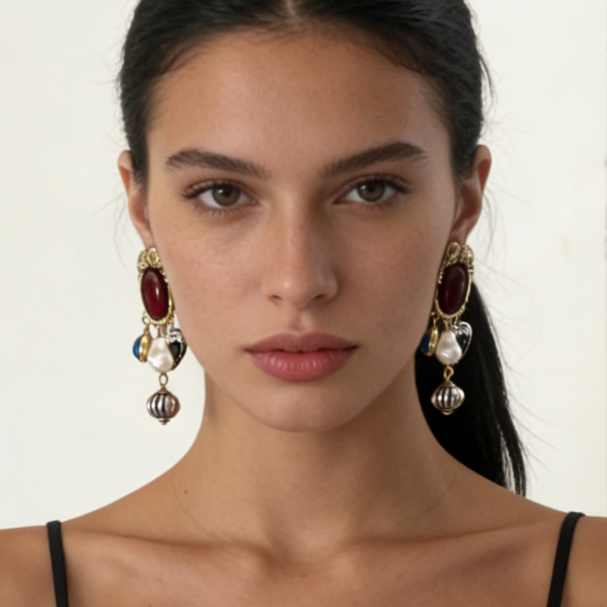 Pearl Gemstone Animal Drop Earrings Vintage Style Jewelry_voghion.com