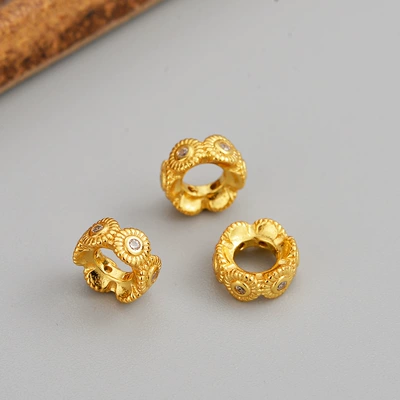 Gold-Plated Color-Preserving Ancient Gold Perforated – Zərgərlik ara hissələri - gz0007-s925-sterling-silver