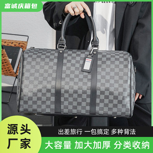 Cross-border Luggage Bag PU Plaid Travel Bag Portable Storage Waterproof Leisure Travel Large Capacity Travel Bag