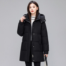 批发高端羽绒服女中长款2024冬款白鸭绒韩版加厚保暖修身显瘦外套