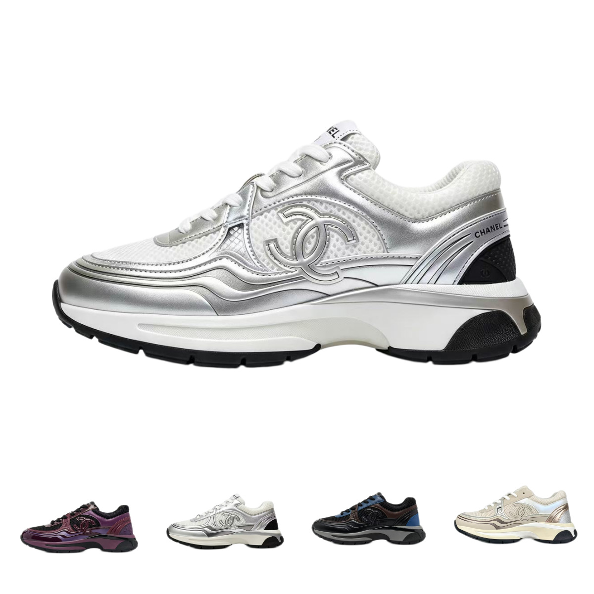 23c Silver Horn King -style couple's sneakers, comfortable height-increasing mesh round-toe breathable thick-soled dad shoes