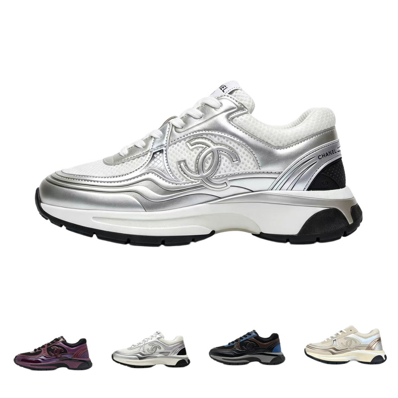 23c Silver Horn King Chanel-style couple's sneakers, comfortable height-increasing mesh round-toe breathable thick-soled dad shoes 23c Silver Horn King Chanel-style couple's sneakers, comfortable height-increasing mesh round-toe breathable thick-soled dad shoes