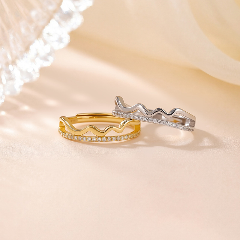 Bộ 100 nhẫn bạc S925 đơn giản vòng tròn mở điều chỉnh được — Loại bạc