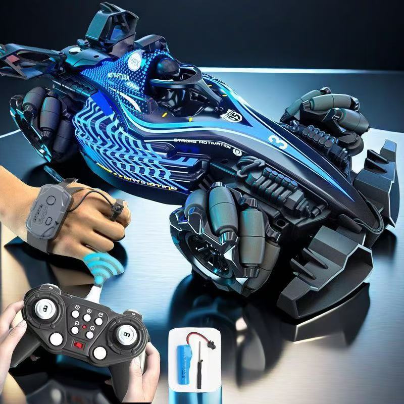 Big spray, blue racing car