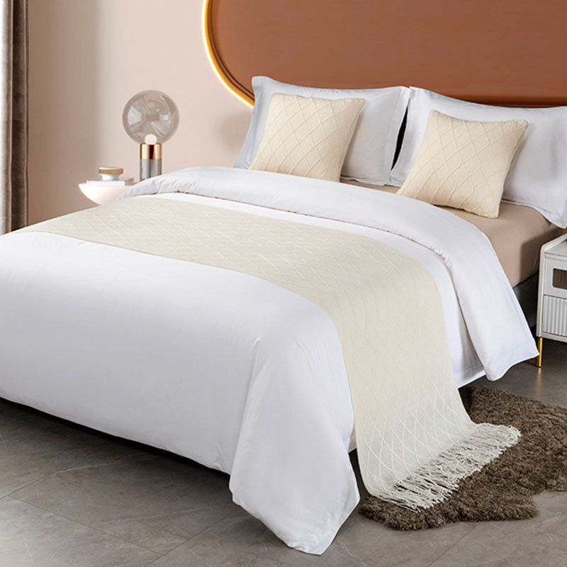 Bandera de cama toallas de cola de cama residencial hotel de lujo cubierta de cama doméstica nueva habitación modelo chino toallas de cama de color sólido