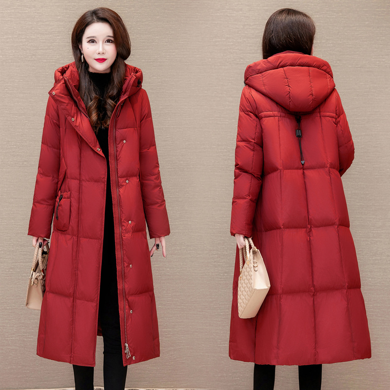 Chaqueta larga de algodón encapuchado para mujeres invierno 2024 nuevo estilo coreano suelto engrosado y cálido abrigo de temperamento de la madre