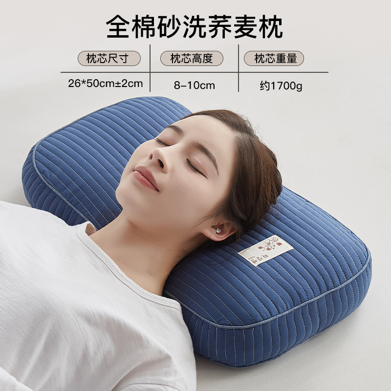 ZX sand washed bread buckwheat pillow-denim blue LEKE26*50
