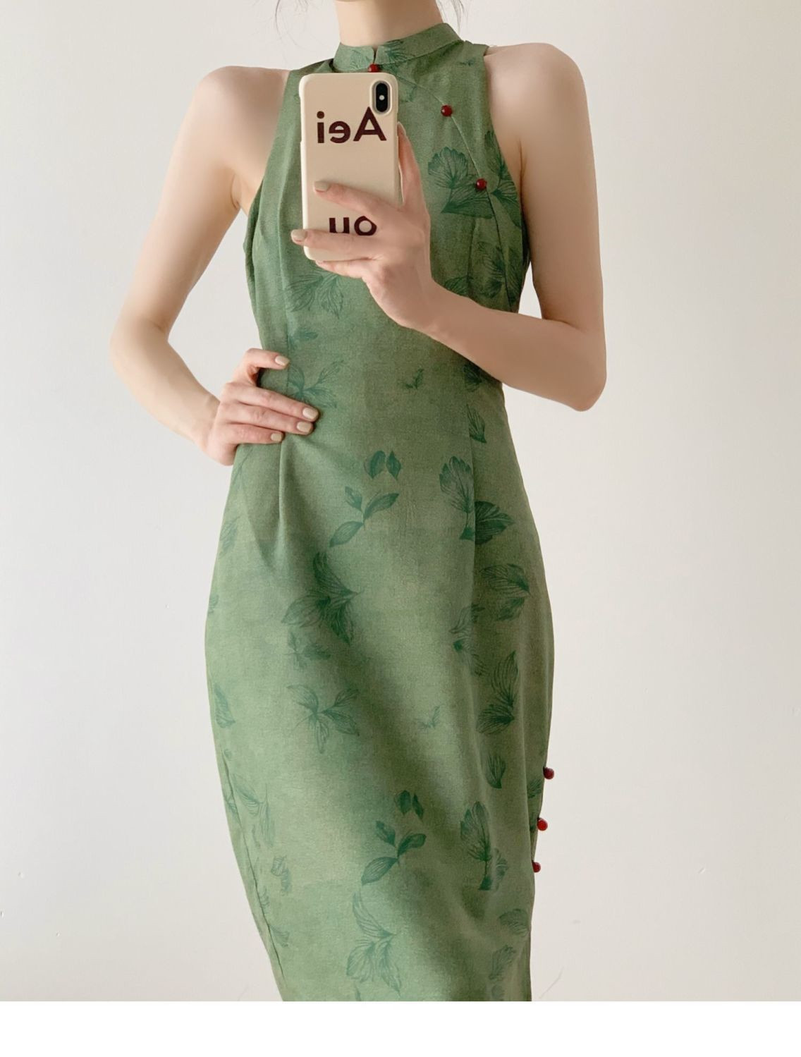 Retro Bright Green Improved Version Of The Chinese-style National-style Cheongsam , 2024 Summer New Waist-cinching_ecoleips.com