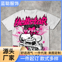 クロスボーダー 2025 夏の新ヨーロッパとアメリカのトレンディなブランドルーズ半袖ラウンドネック Tシャツレトロ多用途カジュアル工場直送