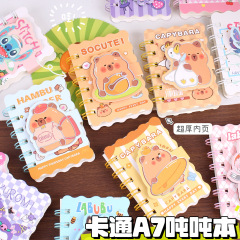 卡皮巴拉魔术贴小线圈本高颜值卡通可爱随身口袋本迷你便携记事本