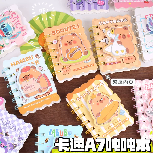 Kapibala Velcro Small Coil Notebook High-Looking Cartoon Cute Portable Pocket Notebook Mini Portable Notepad