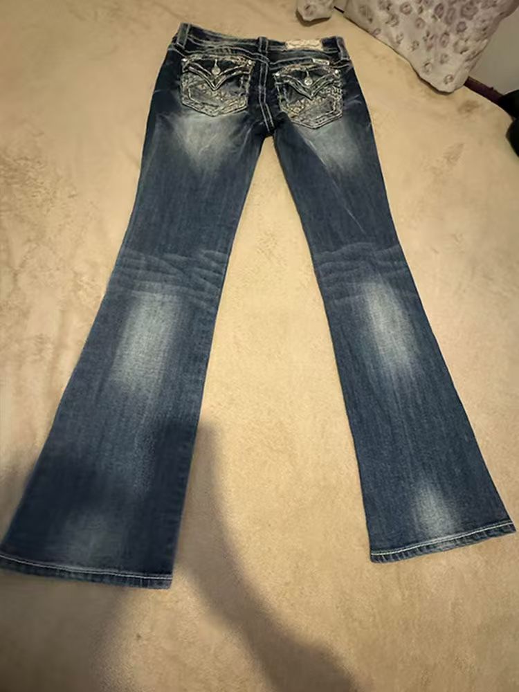 Women's Plus Size Low Rise Distressed Washed Jeans Denim Trousers_voghion.com