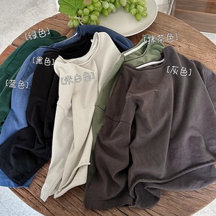 Jiaye Children's Products 2025 Children's Spring and Autumn Solid Color Long-Sleeved Bottoming Shirt Baby Design Curled Top T-Shirt Inside