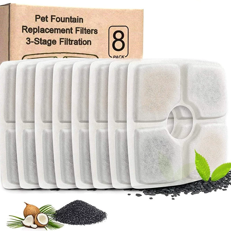 Amazon трансграничный бестселлер, круглый квадратный диспенсер для воды для домашних животных, фильтр с активированным углем, хлопковая сердцевина, живая поилка для кошек и собак
