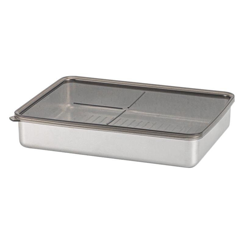 304 caja de conservación fresca de acero inoxidable de estilo japonés lonchera contenedor de tocino caja rectangular con tapa caja sellada lonchera transfronteriza