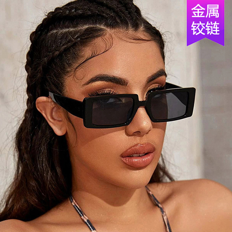 Cross-border supply of fluorescent green square sunglasses ladies 2020 New Fashion Street show sunglasses