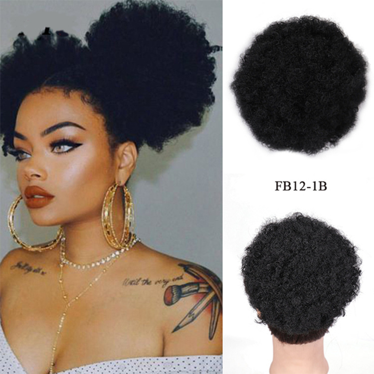 Queue de cheval à cordon afro-américaine chignon synthétique_voghion.com