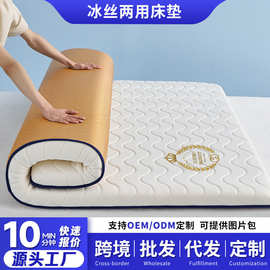 新款简约牛奶丝凉席床垫加厚床褥凉感烫画款冰丝两用家用床垫