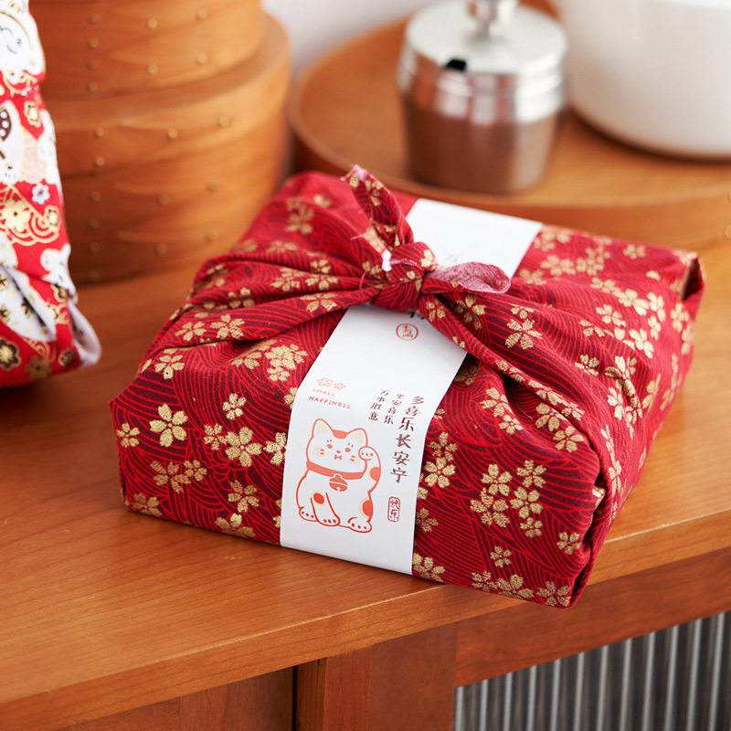 招财猫提拉米苏包装盒子木盒烘焙蛋黄酥慕斯绿豆糕包布风吕敷
