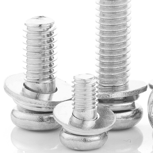 Nickel-plated spherical round head three-combination screw cross-recessed small pan head flat spring washer three-combination screw M3/M4/M5