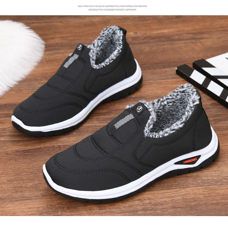 Giày vải bạt nam cổ thấp lót nhung giữ ấm, giày đi bộ đế bằng chống trượt — D09 nam cotton-màu xanh, D09 nam cotton-đen chi tiết 12