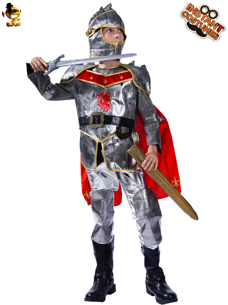 Los niños de halloween general guerrero traje etapa maquillaje carnaval plata cruzado caballero traje del partido