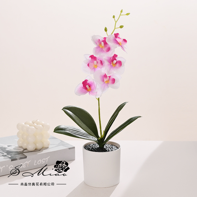 Orquídea Phalaenopsis Artificial en Bonsái, Suministrada Directamente por el Fabricante, Plantas Artificiales Creativas para Decoración de Interiores, Flores Artificiales, Plantas en Maceta Simuladas