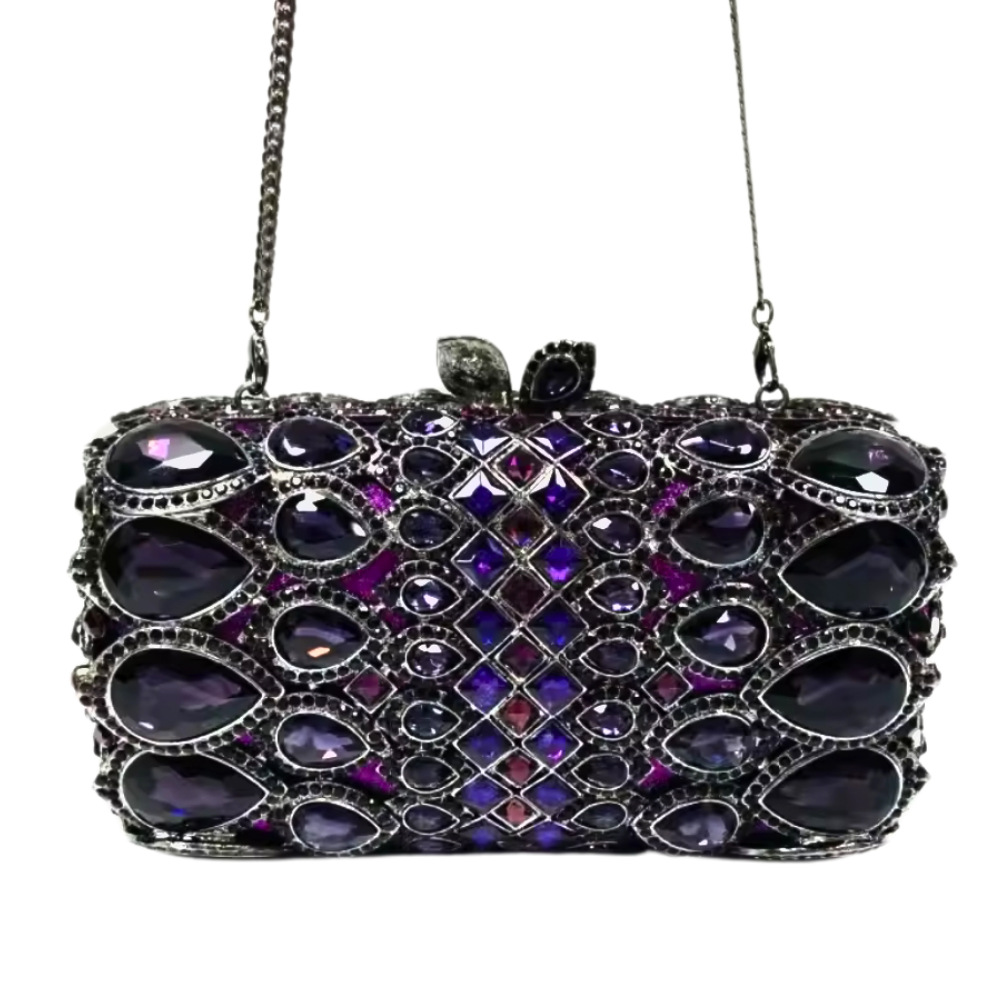 Túi clutch nữ đính đá kim cương cao cấp dự tiệc — bạc, Kim cương trắng trên vàng, kim cương vàng trên nền vàng, sâm panh