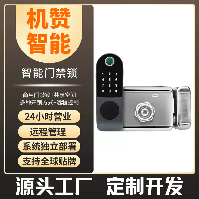 共享茶室智能门禁锁庭院门双面指纹锁电控锁户外智能锁厂家批发