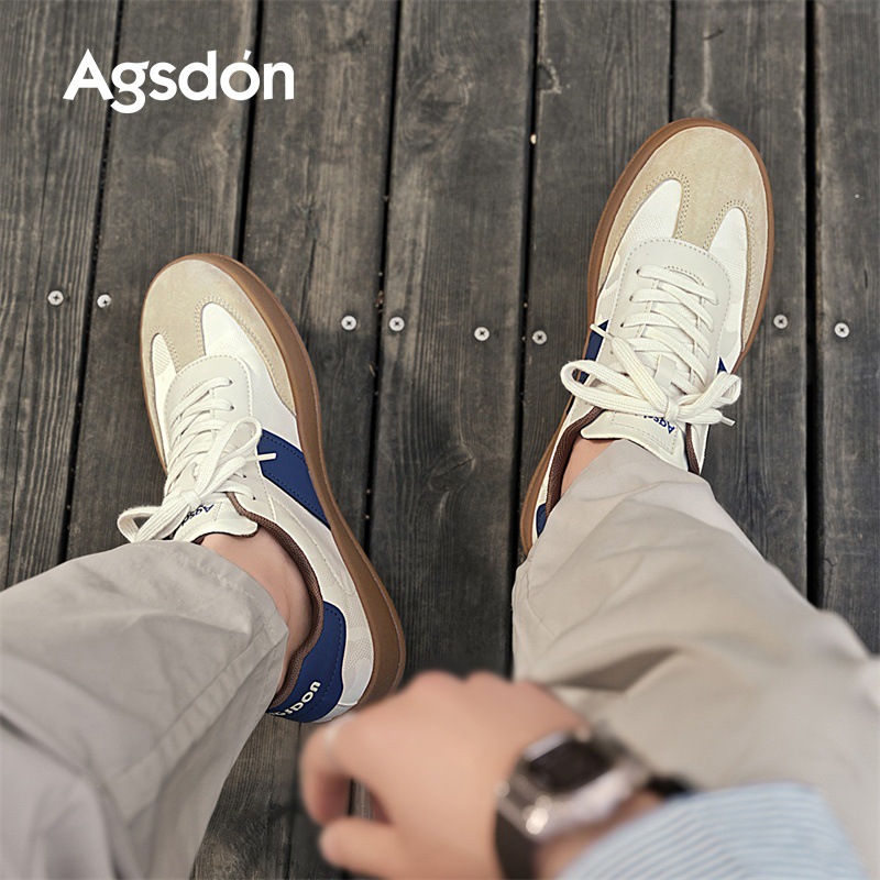 Zapatos de primavera para hombre, zapatos de entrenamiento alemán de suela gruesa de cuero 2025 nuevo estilo verano transpirable seda de hielo retro deportes y zapatillas de deporte de ocio de moda