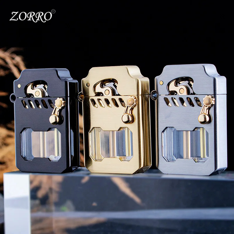 Zorro Kerosene Lighter Cyber Mecha Transparent Chamber Rocker Arm Cool 786 Classic Men's Flame Lighter