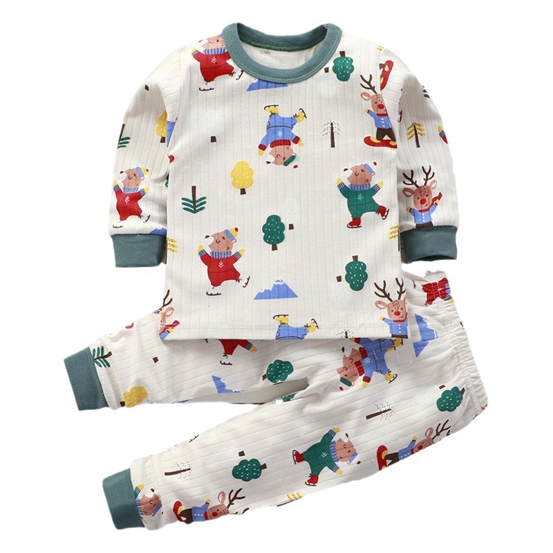 Otoño e invierno nuevo estilo traje de servicio a domicilio para niños ropa interior de algodón puro para bebés ropa de otoño pantalones largos pijamas para niños y niñas modelos de primavera y otoño
