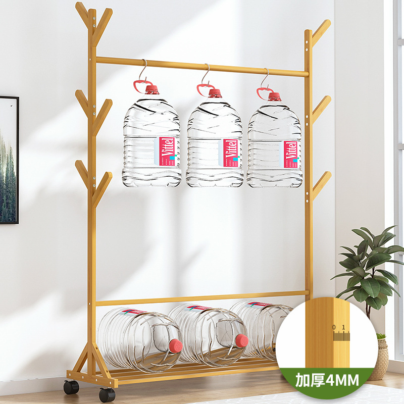 Light Luxury Floor-Standing Clothes Rack for Home, Bedroom & Wardrobe — Solid Wood Drying Rack with Multi-Functional Design for Storing Clothes and Pants