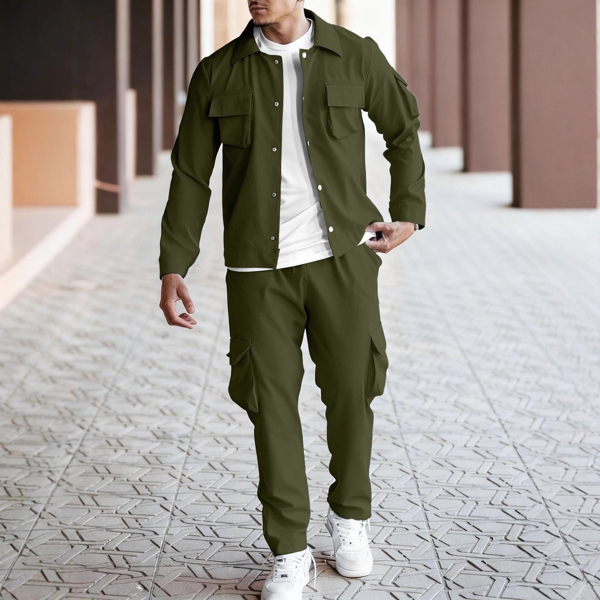 Men's Casual Workwear Jacket And Trouser Set Spring Autumn_voghion.com