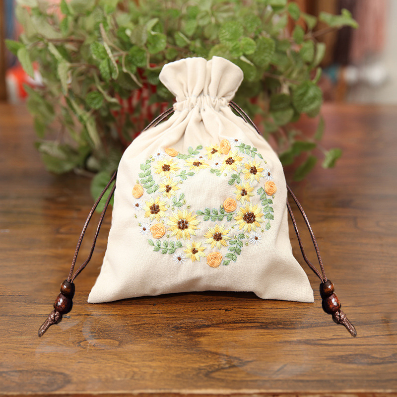 Jinhao bordado hecho a mano material de bricolaje bolsa Cordón portátil Lu bordado cosmético bolsa no Cruz puntada bolsa de almacenamiento