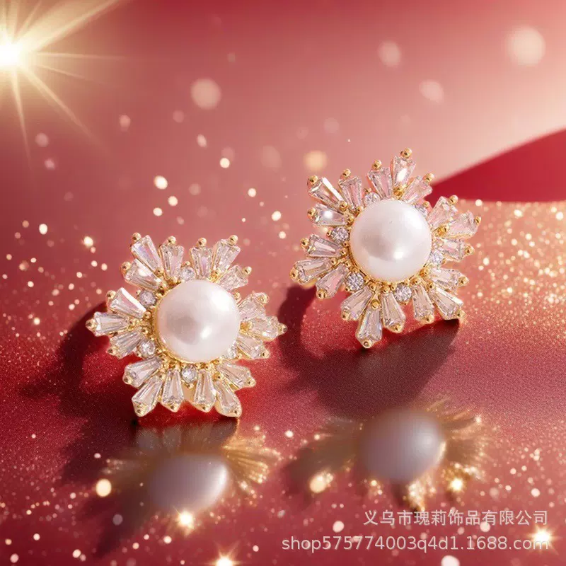 新品热卖 时尚天然淡水珍珠项链耳环戒指套装女式轻奢高级感首饰