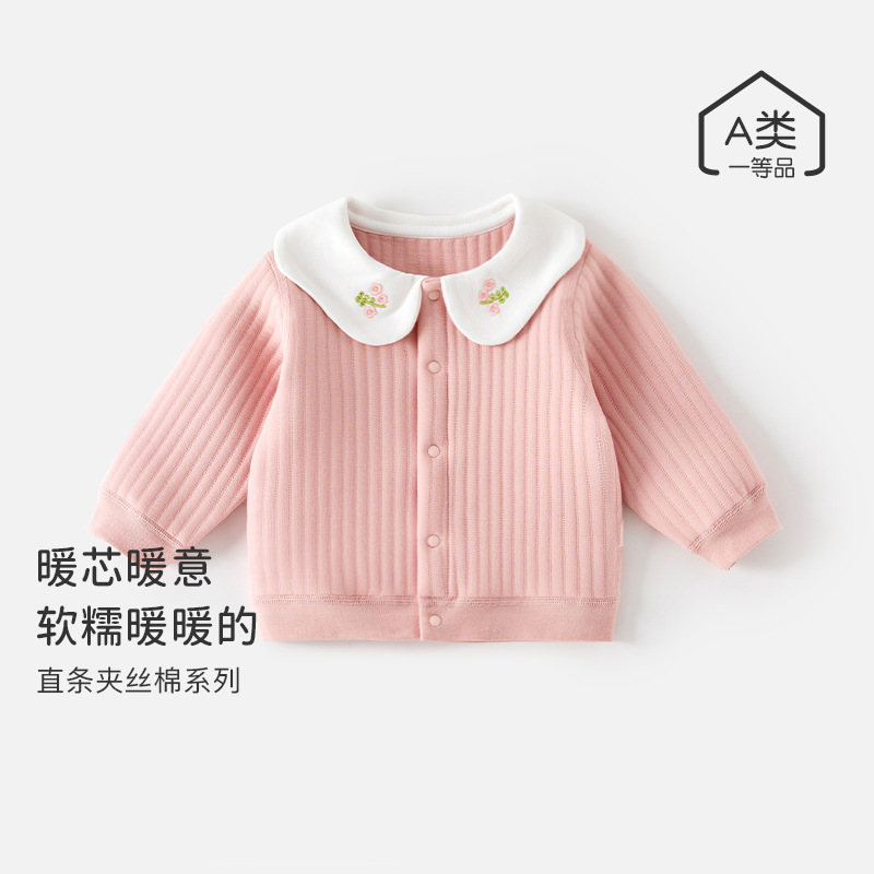 Baby Girl Wears Cute Cardigan Tops When Going Out, Kidsren's Silk Warm Autumn and Winter Small Outwears, Baby Early Autumn Clothes