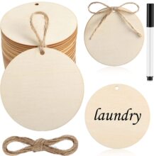 打孔圆形木牌挂牌标识木片可手写标签激光雕刻镂空创意装饰辅件