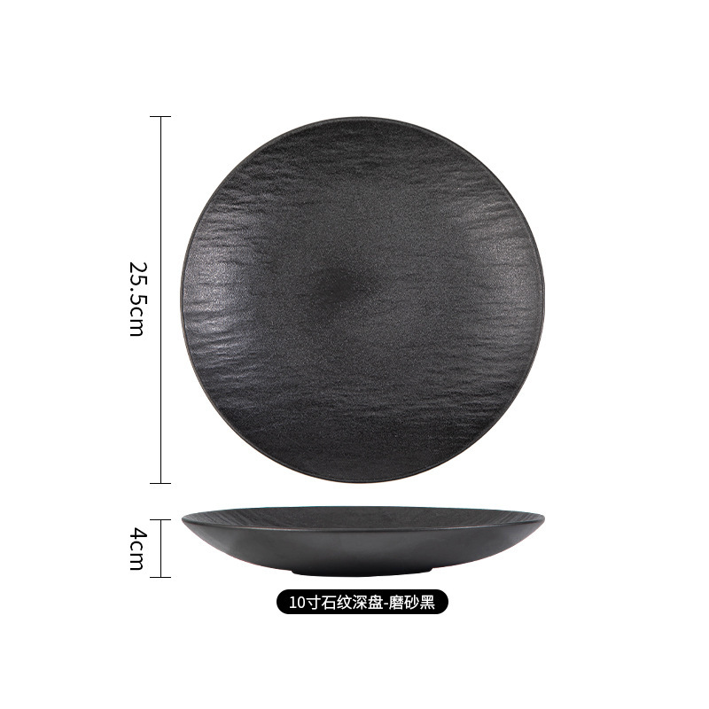 Juego de platos de alta gama en blanco y negro japonés personalizado exportación transfronteriza tazón de cerámica plato de comida occidental plato de fiador vajilla de cerámica