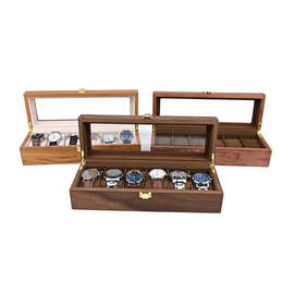 新款现货批发6位手表盒子复古木质6格手表收展示盒手表箱代发