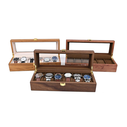 New wholesale 6-bit watch box retro wooden 6-grid watch collection display box watch box dropshipping