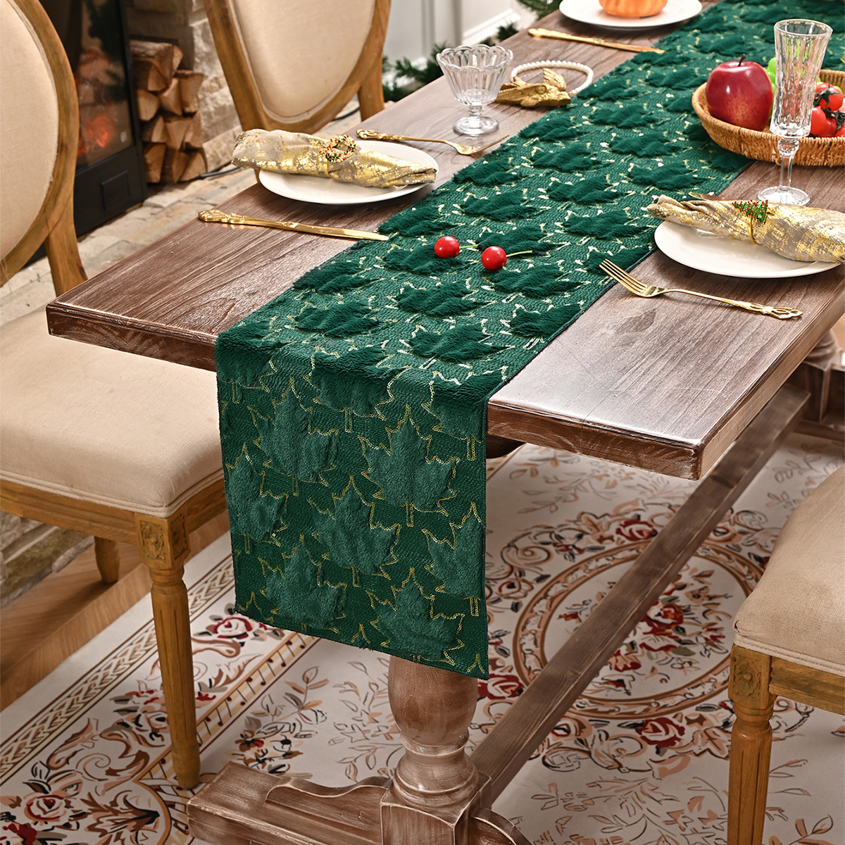 Nuevo transfronterizo de oro completo bandera de mesa de otoño Jacquard rectangular bandera de mesa de comedor de hotel TEMU distribución spot