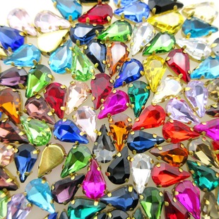 Melon seeds water droplets gold claw hand sewing drill magic crystal glass claw drill diy clothing round fan jewelry accessories wholesale