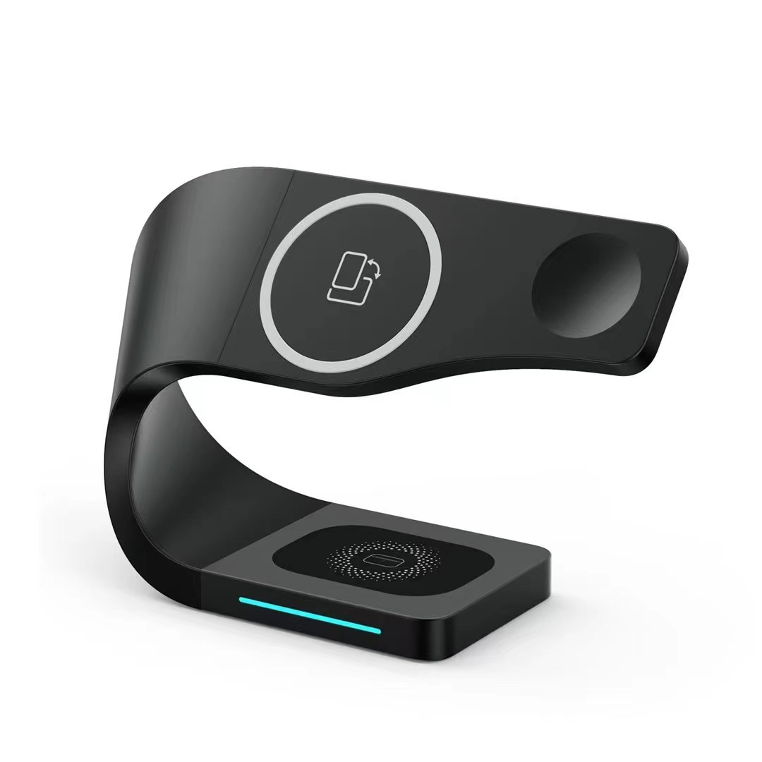 178 de succión magnética magsafe cargador inalámbrico transfronterizo 15w cuatro en uno para el soporte de escritorio del teléfono móvil 15 de Apple