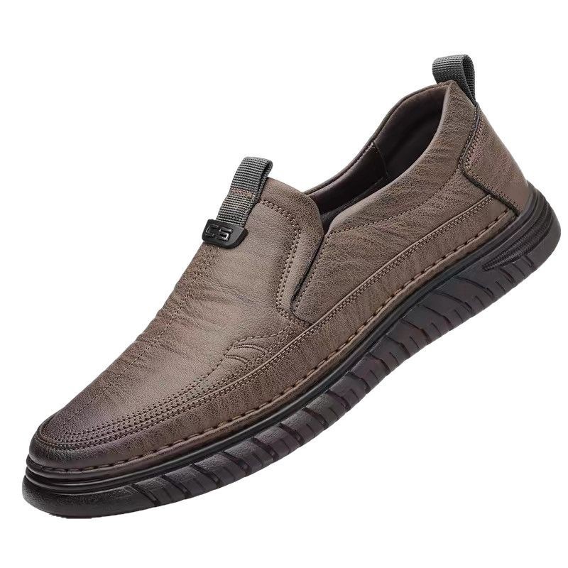 Bequeme Herren Leder Slipper Versatile Slip-on Freizeitschuhe_voghion.com